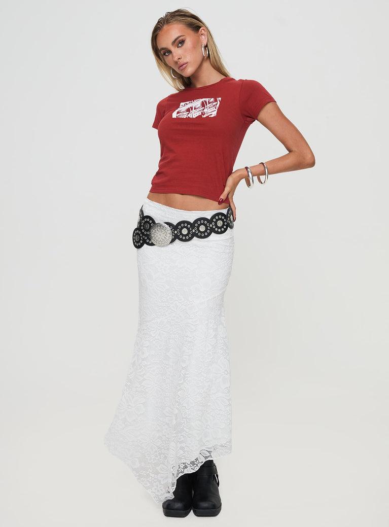 Cattanio Lace Midi Skirt White Product Image