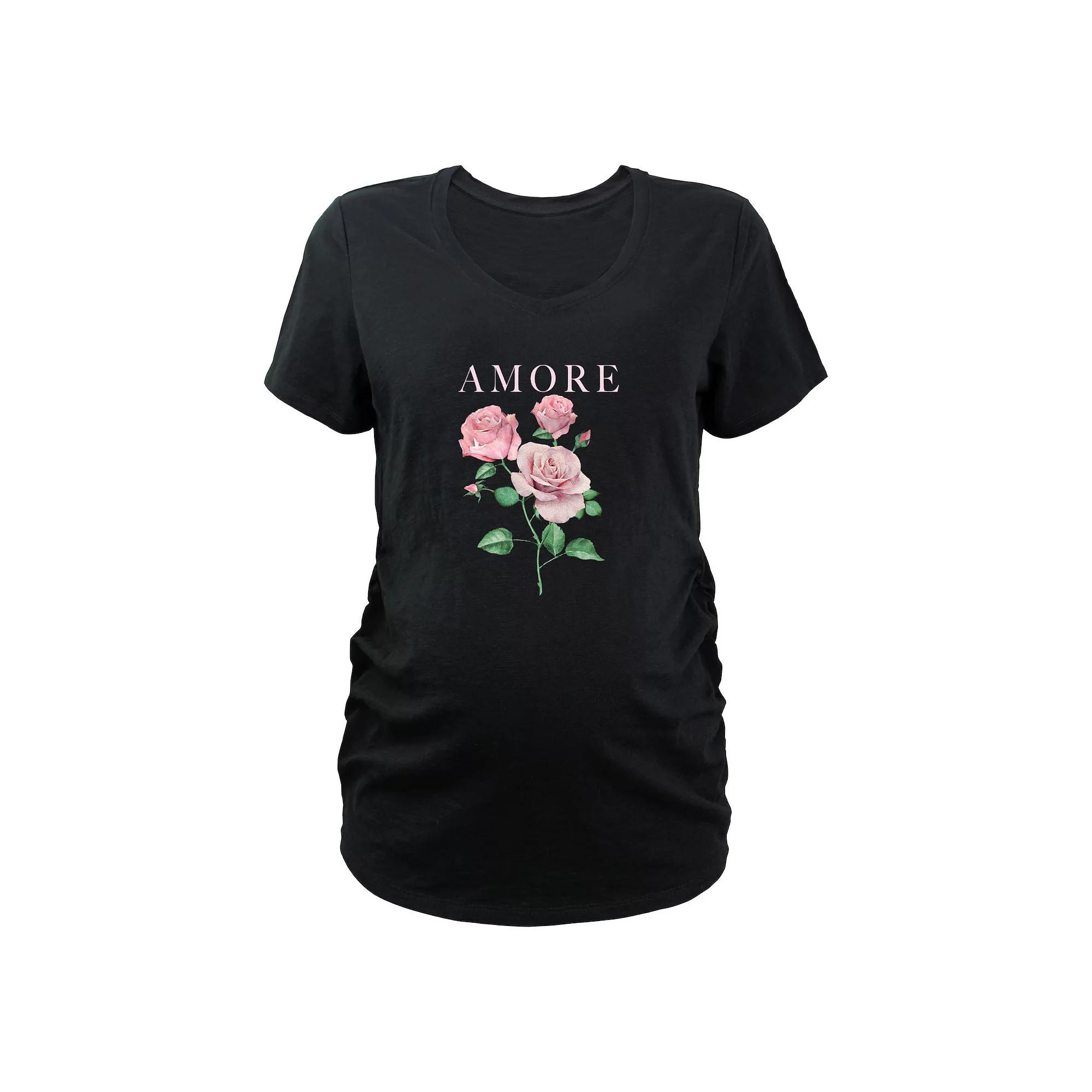 Maternity Amore Pink Roses Graphic Tee, Women's,  Product Image