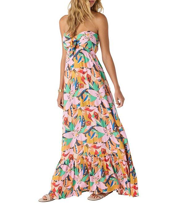 O'Neill Isadora Strapless Tropical Floral Printed Strapless Maxi Dress Product Image