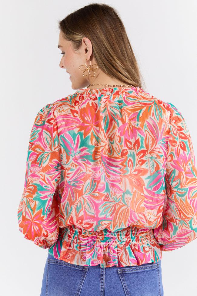 Take Me To The Tropics Multi Print Blouse With Cami Lining FINAL SALE Product Image