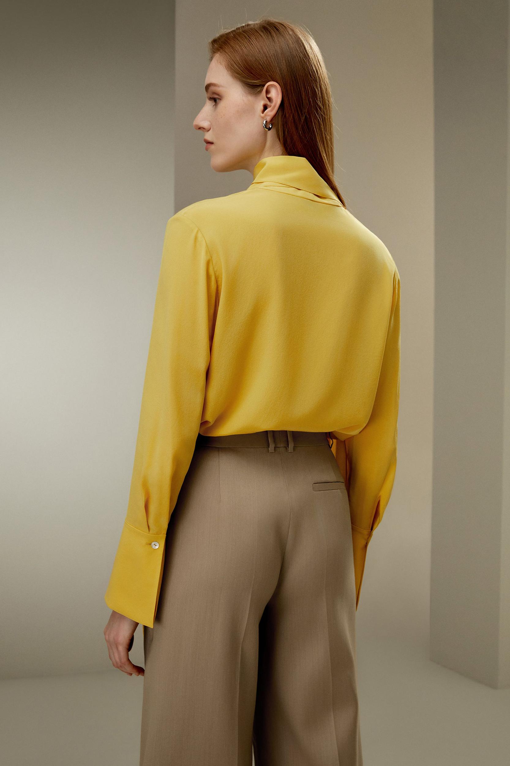 Flowing Draped Tie-Neck Blouse Product Image