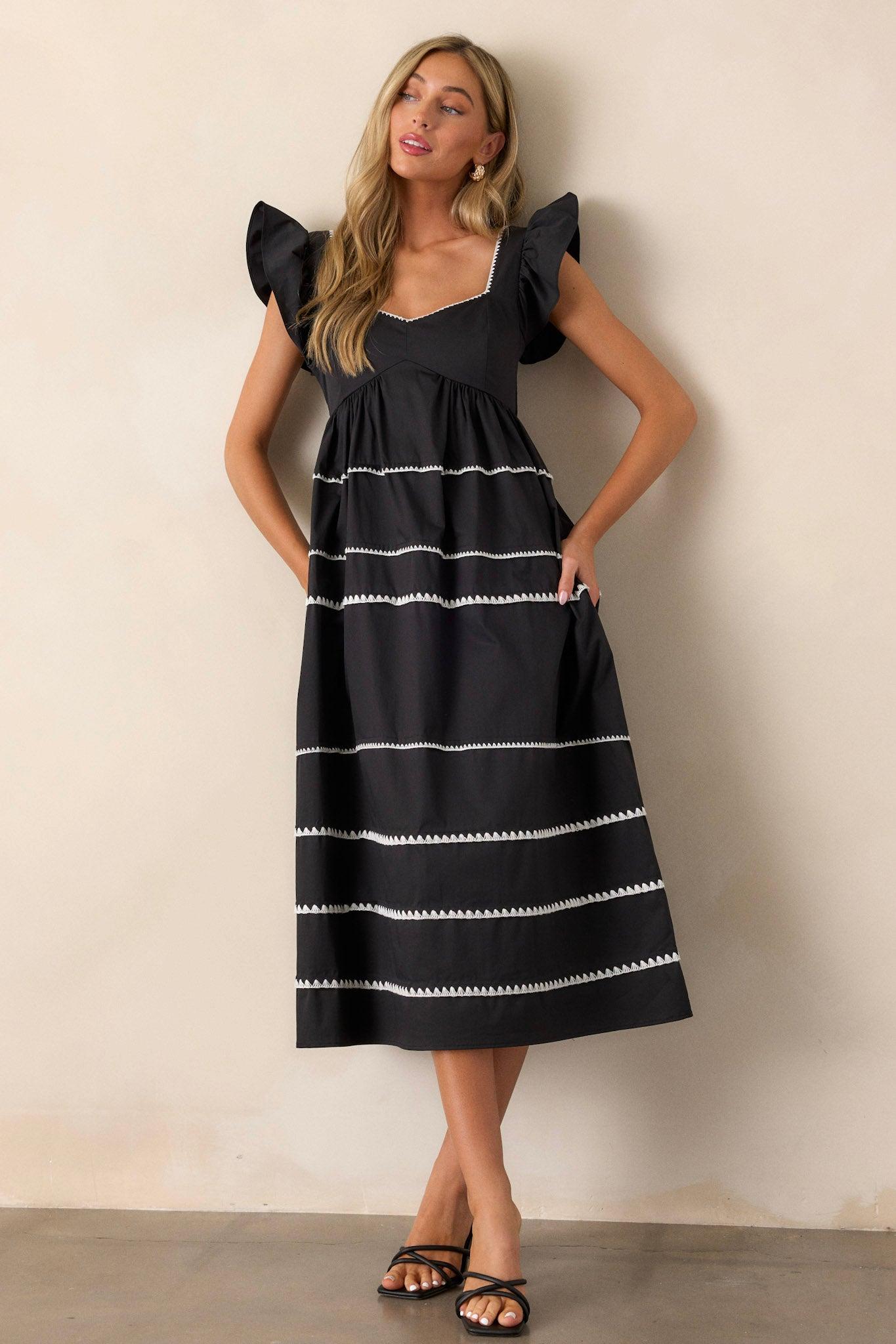 Can't Live Without Black Stripe Tiered Midi Dress Product Image