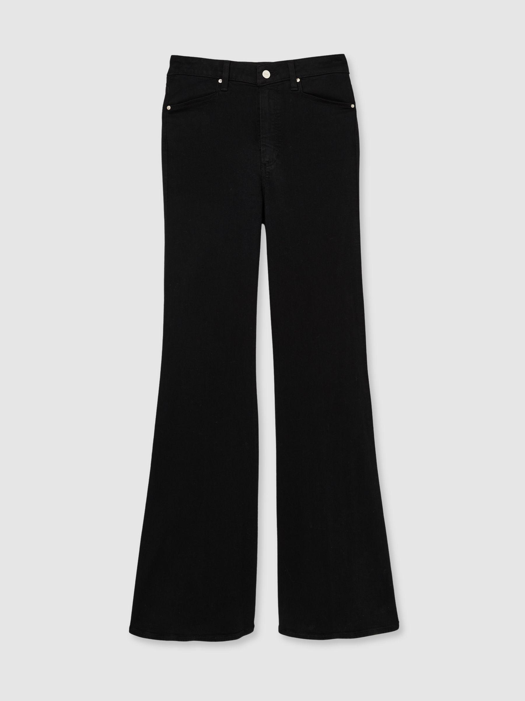 Paige Angled Waist Flared Jeans in Black Product Image