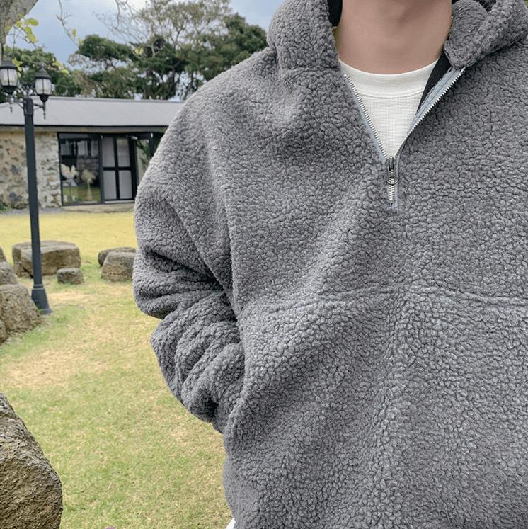 RT No. 3348 HALF ZIP-UP FLEECE HOODIE Product Image