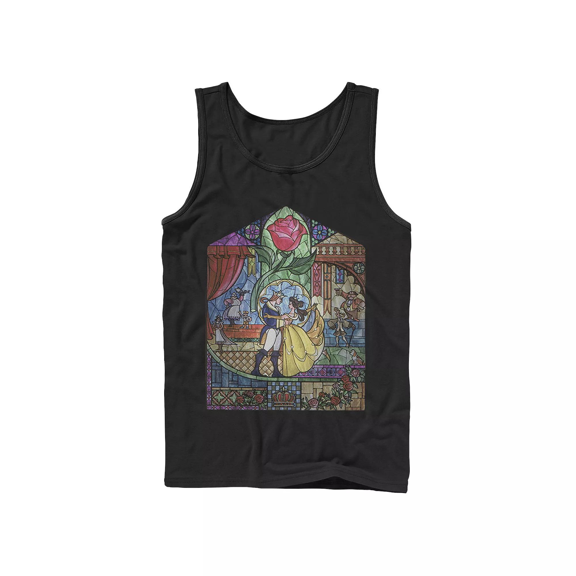 Disney's Beauty & The Beast Men's Stained Glass Rose Tank Top, Size: Large, Black Product Image