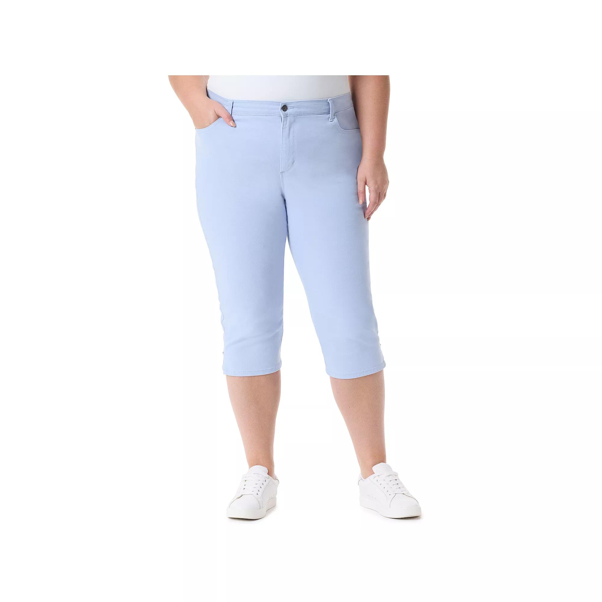 Plus Size Gloria Vanderbilt Amanda Slit Capri Pants, Womens Product Image