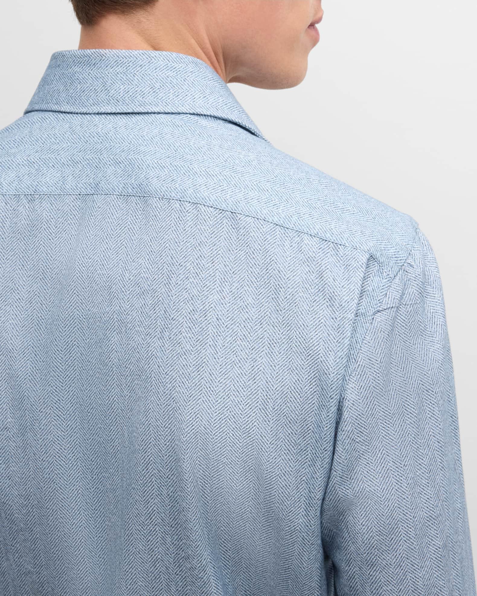 Men's Cotton Herringbone-Print Sport Shirt Product Image