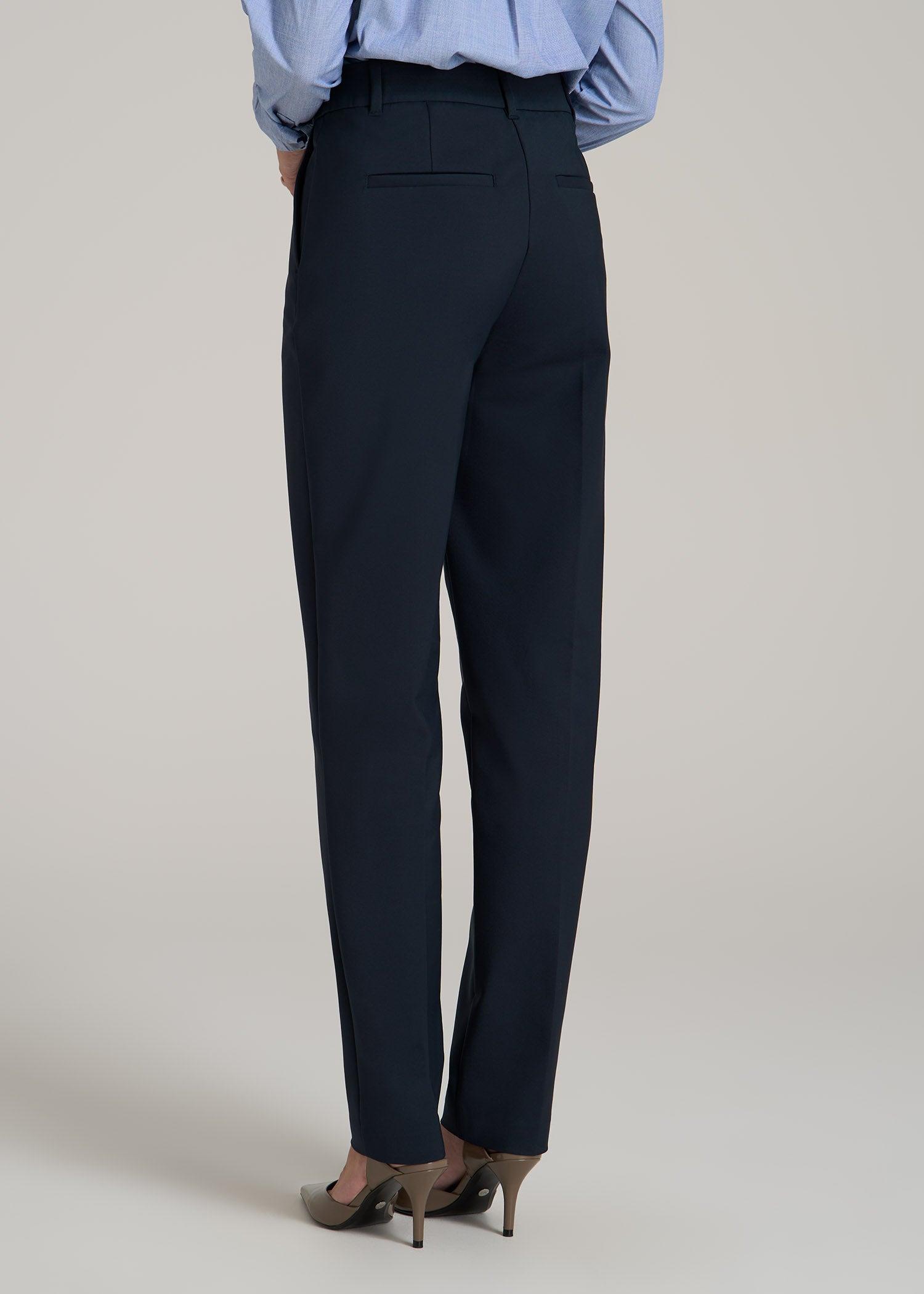 Flat Front Tapered Dress Pants for Tall Women in True Navy Female Product Image