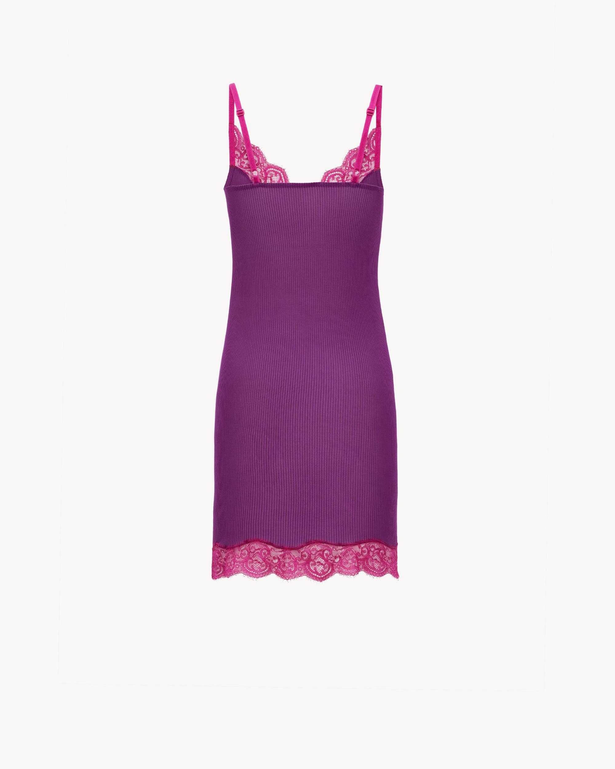 Lace Slip Dress in Ribbed Silk Jersey Product Image
