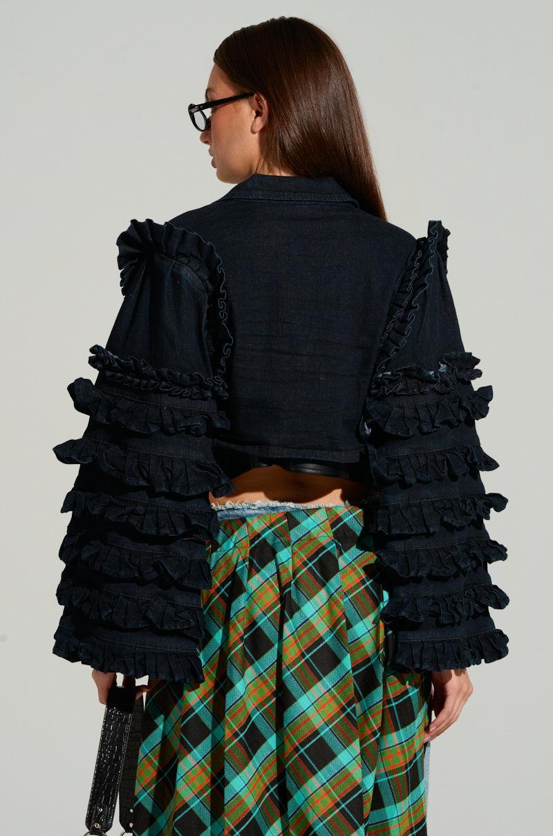 FELICITY STATEMENT SLEEVE DENIM JACKET Product Image