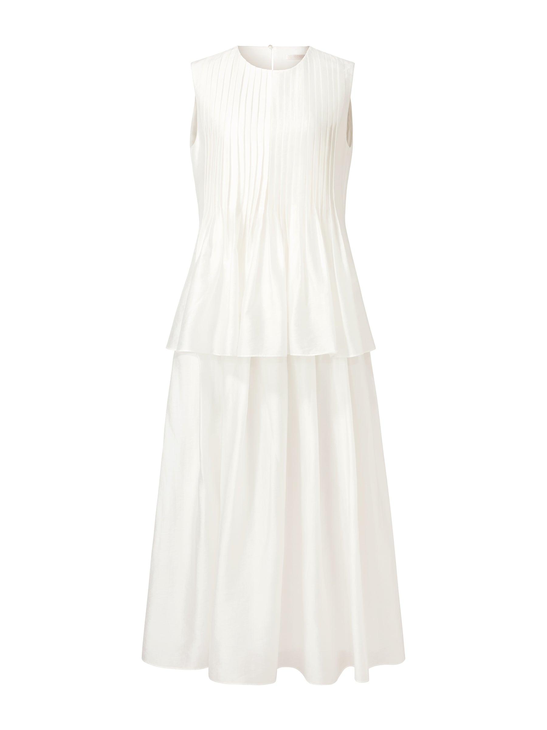 Tencel Blend Pleated Tank Top And Skirt Two-Piece Set Product Image