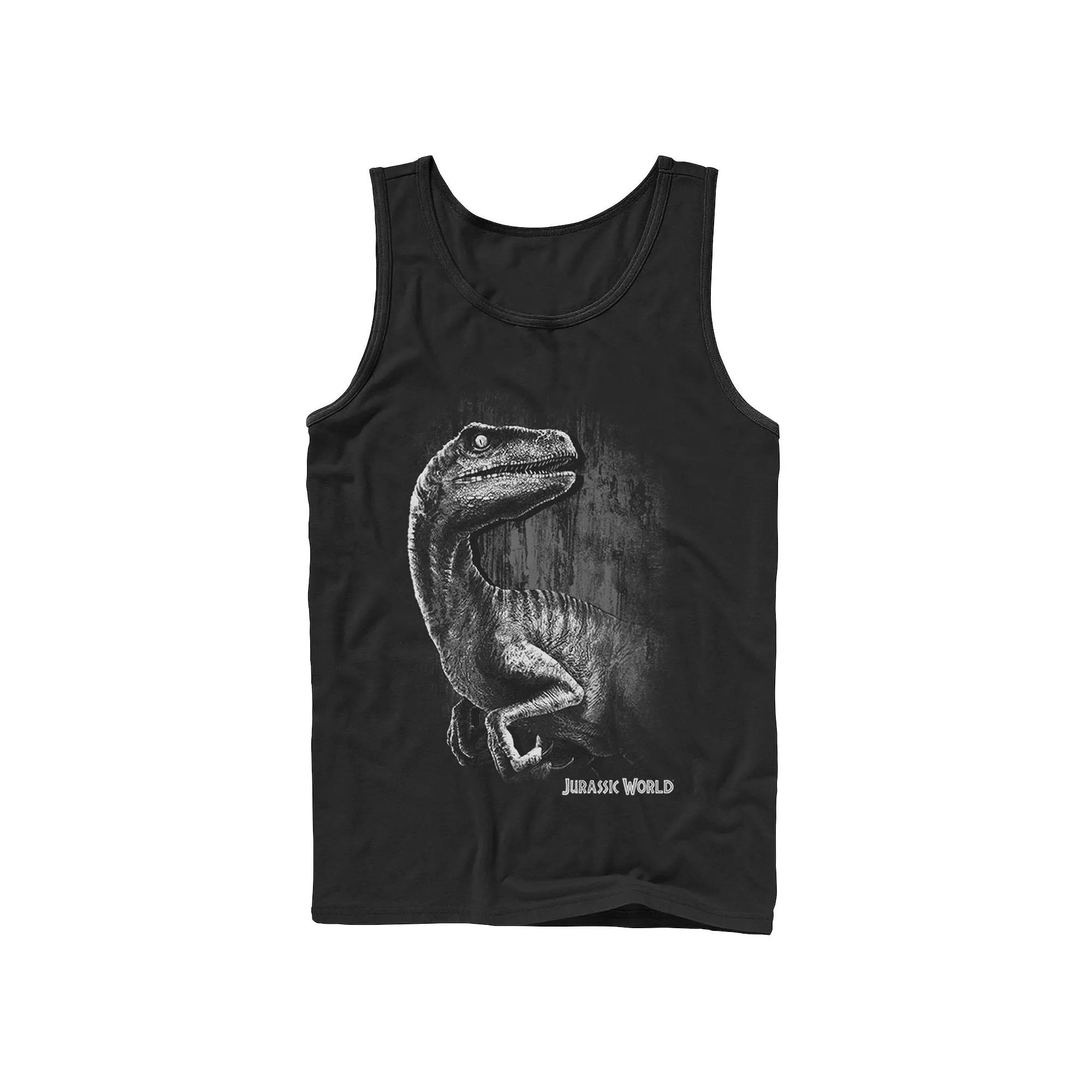 Men's Jurassic World Raptor Grunge Portrait Graphic Tank Top,  Product Image