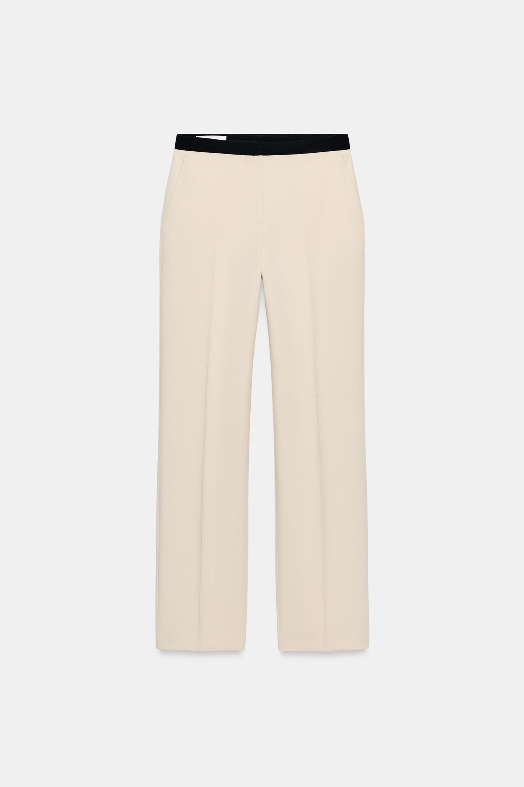 CONTRAST WAIST STRAIGHT LEG PANTS Product Image