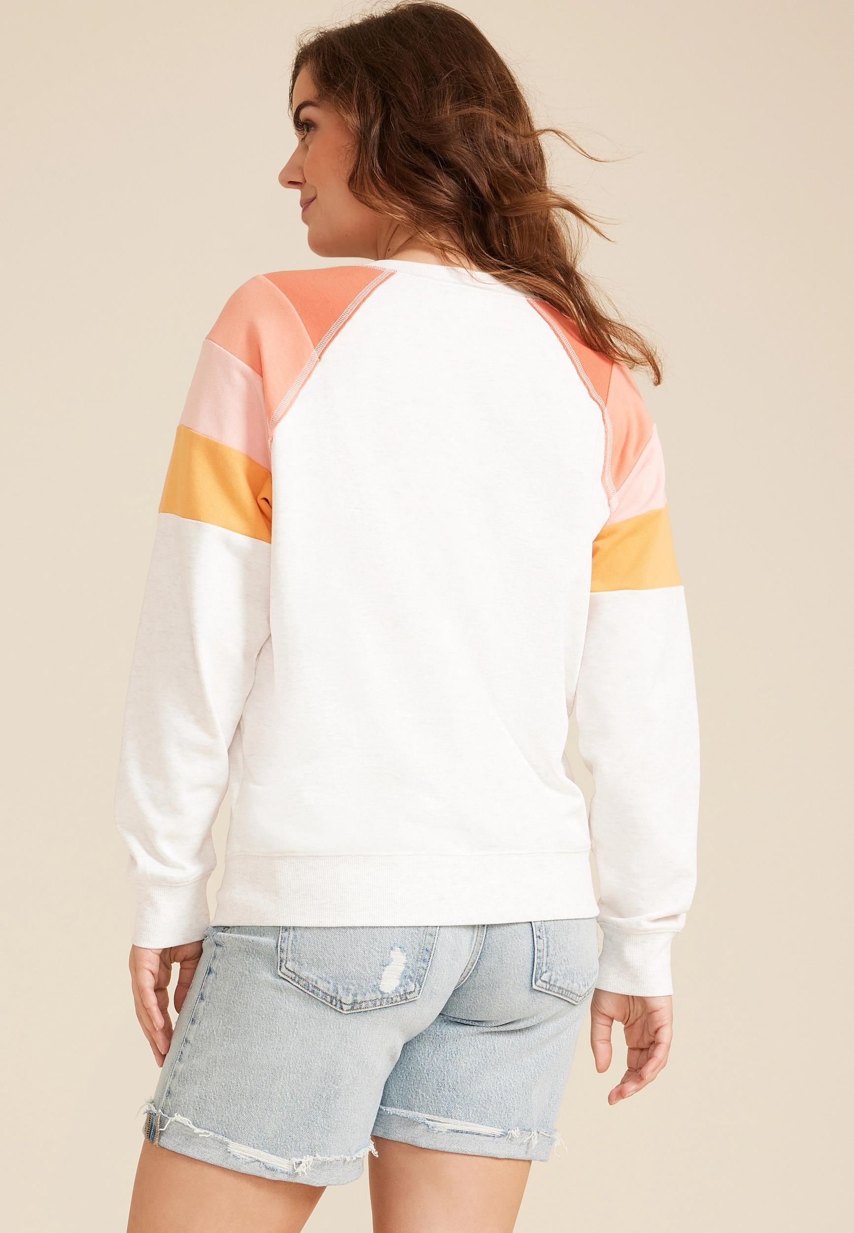 Maurices Womens Colorblock Sleeve Relaxed Fit Sweatshirt Product Image