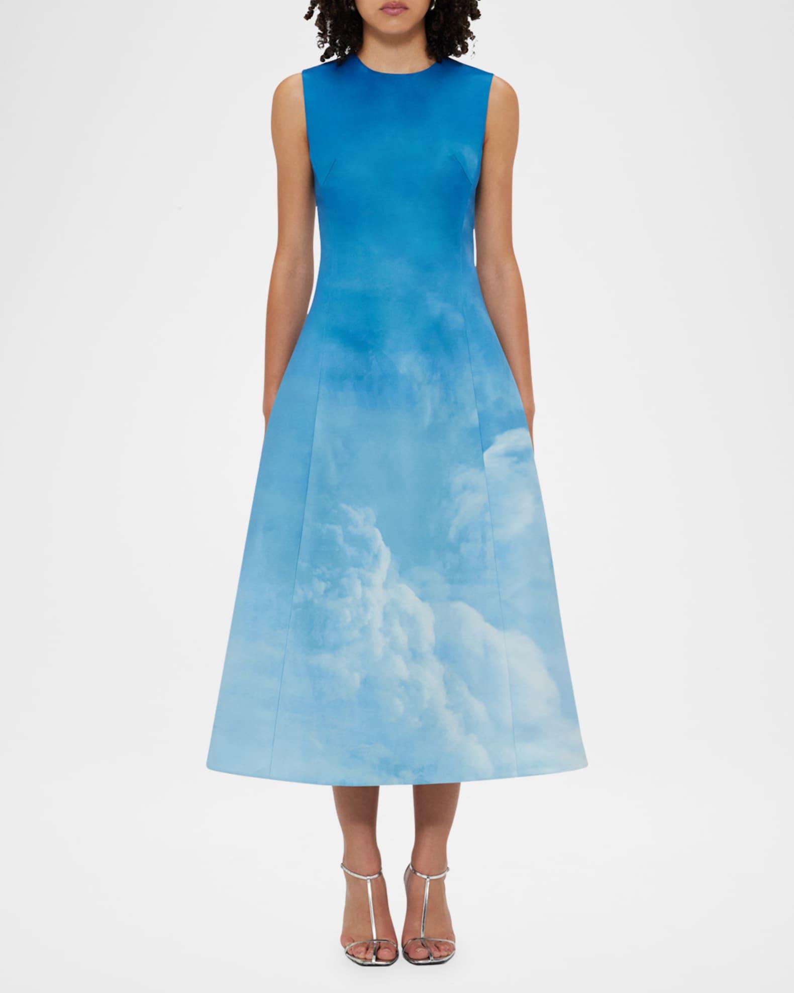 Cleo Sleeveless Cloud-Print Midi Dress Product Image