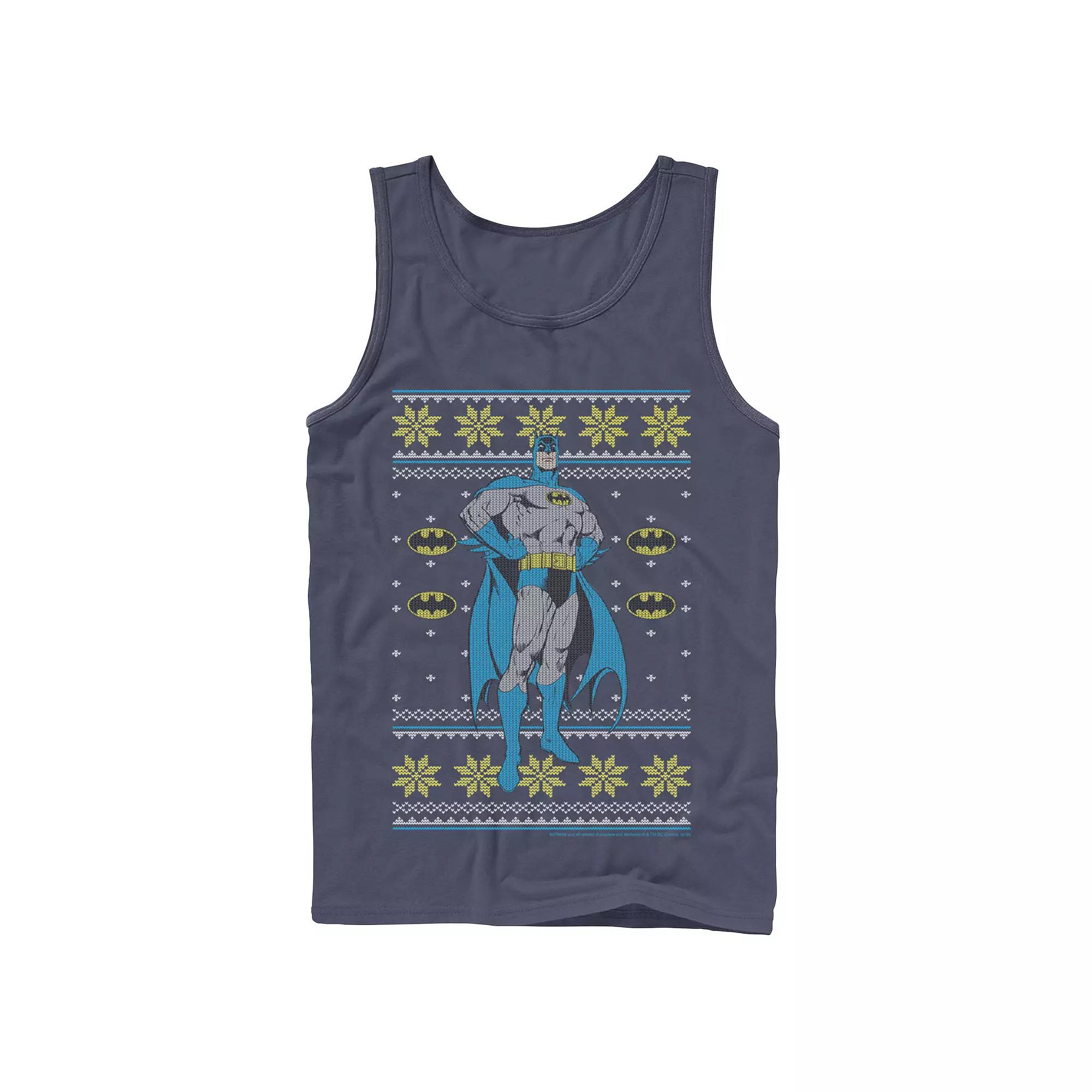 Men's DC Comics Batman Power Stance Christmas Sweater Style Tank Top,  Product Image