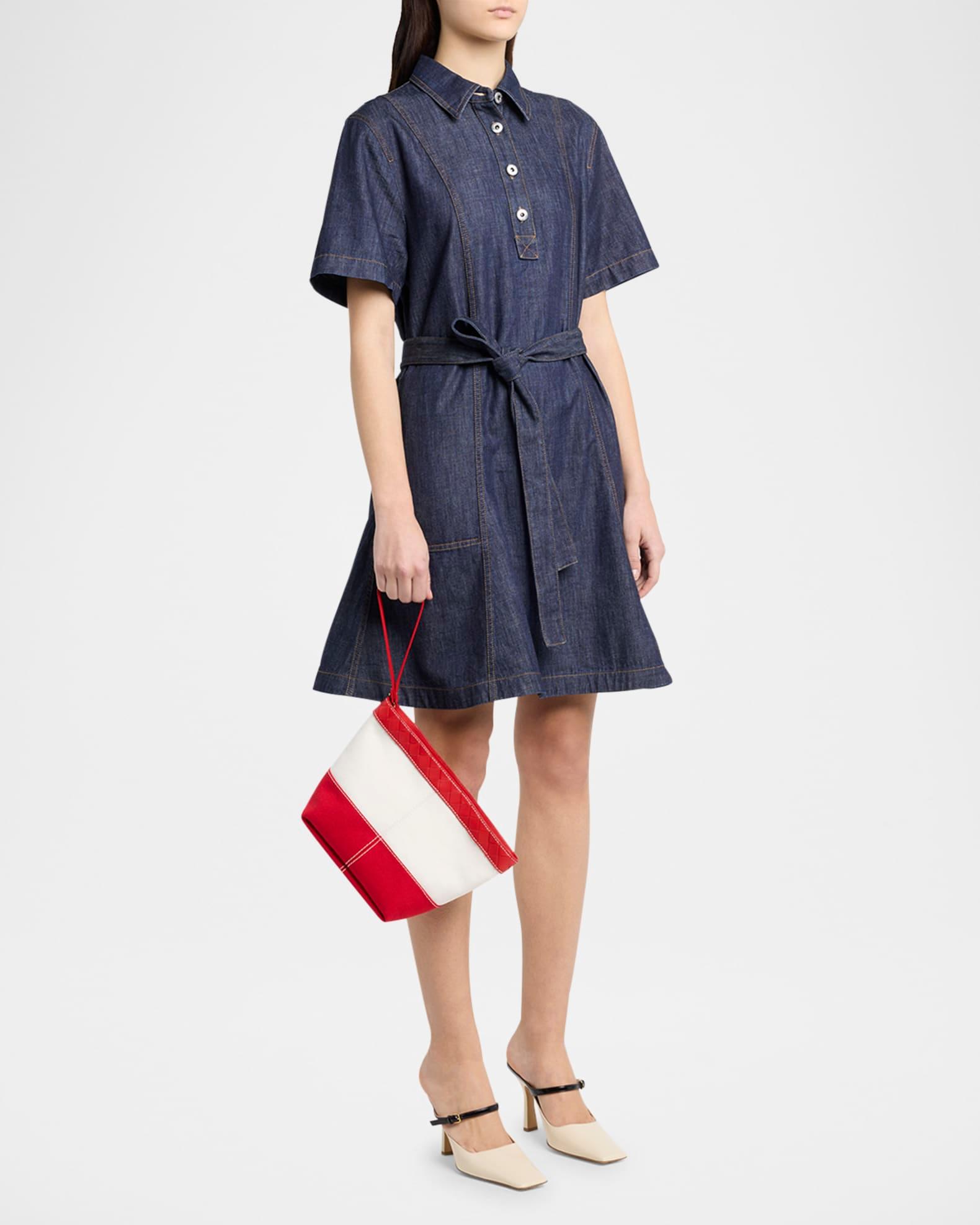 Leather-Trim Canvas Pouch Bag Product Image