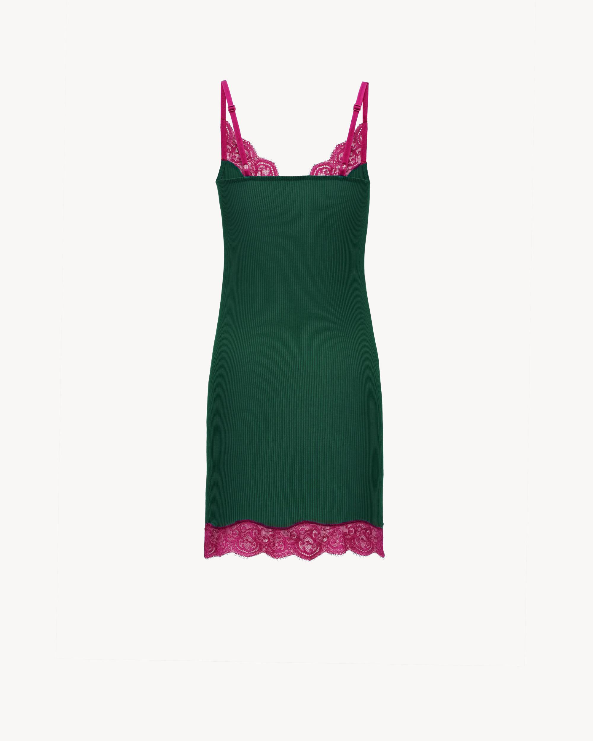 Lace Slip Dress in Ribbed Silk Jersey Product Image