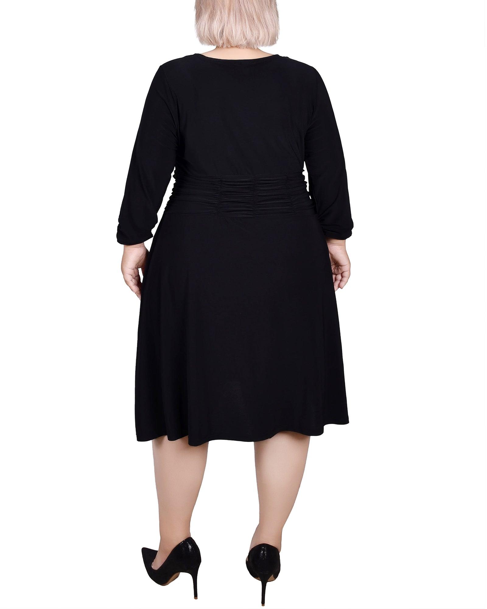 Black Ruched A-Line Dress - Plus Product Image