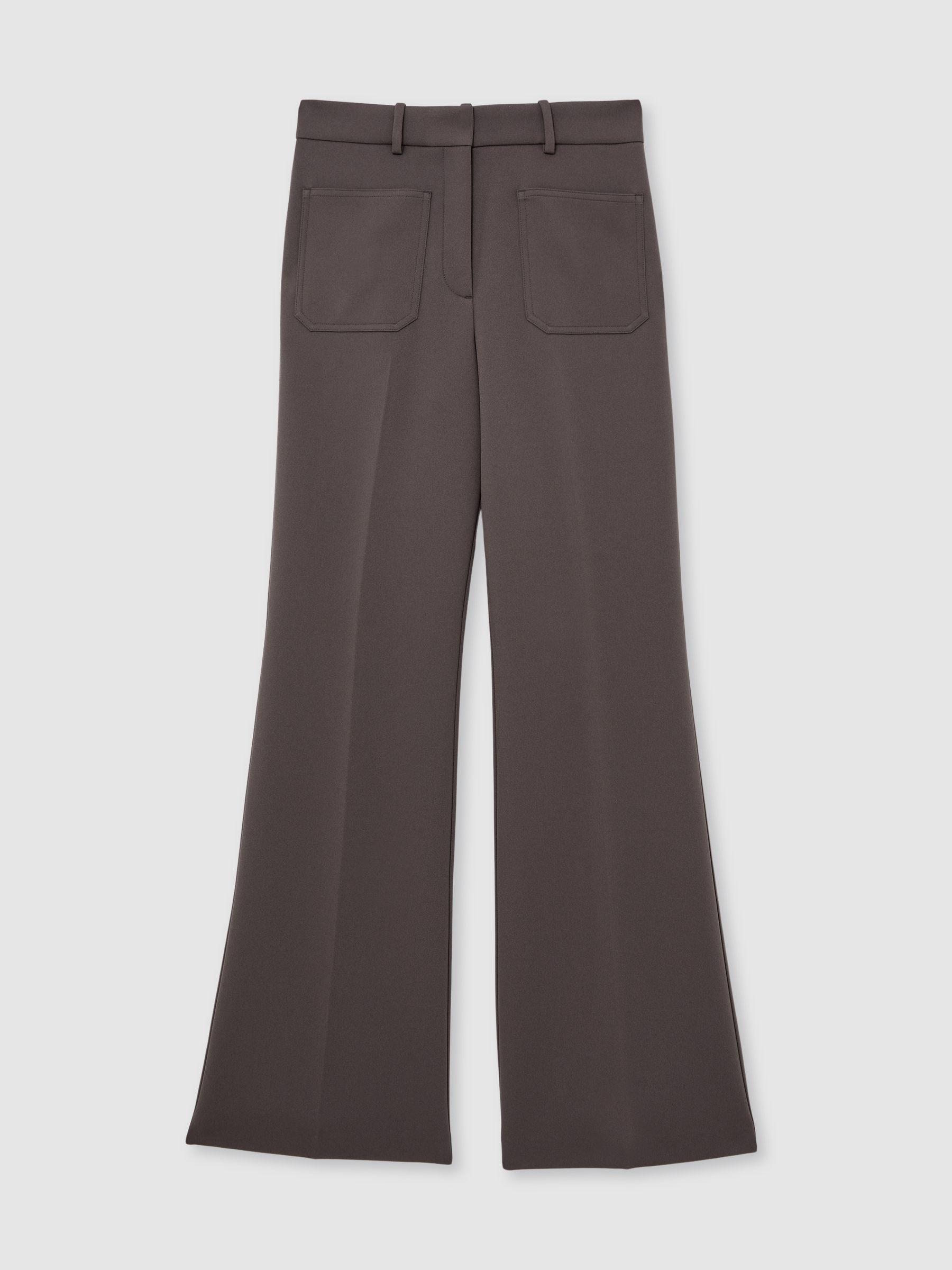 Twill Patch-Pocket Flared Trousers in Mauve Neutral Product Image