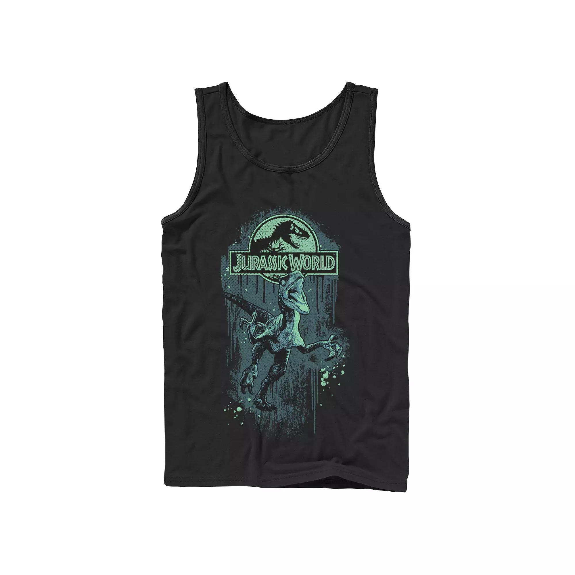 Men's Jurassic World Raptor Paint Splatter Title Logo Graphic Tank Top,  Product Image