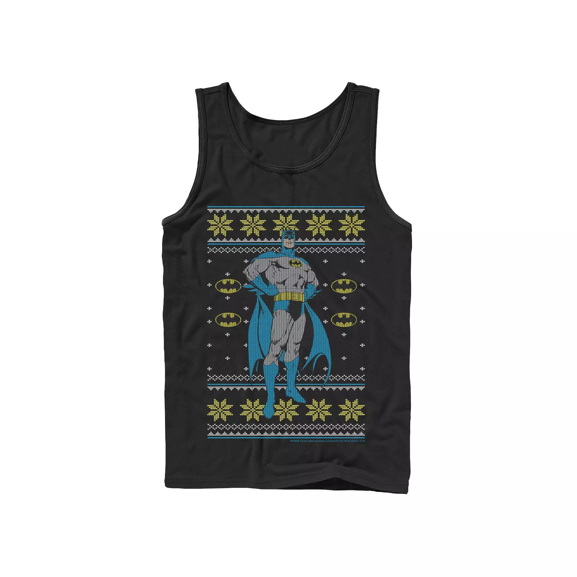 Men's DC Comics Batman Power Stance Christmas Sweater Style Tank Top,  Product Image