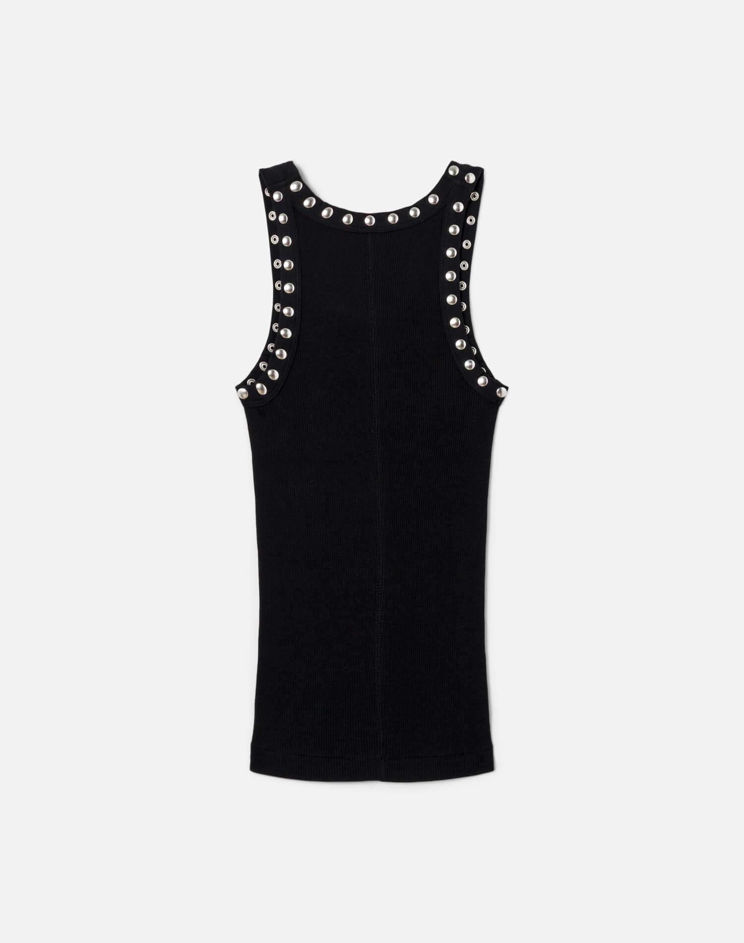 Studded Ribbed Tank - Black Product Image