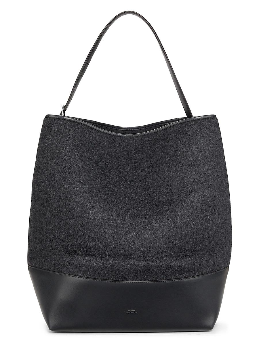 Womens Doubl Belted Wool Tote Bag Product Image