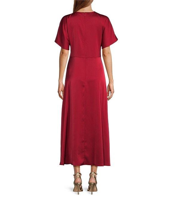 Antonio Melani Gabriella Crew Neck Short Sleeve Satin Maxi Dress Product Image