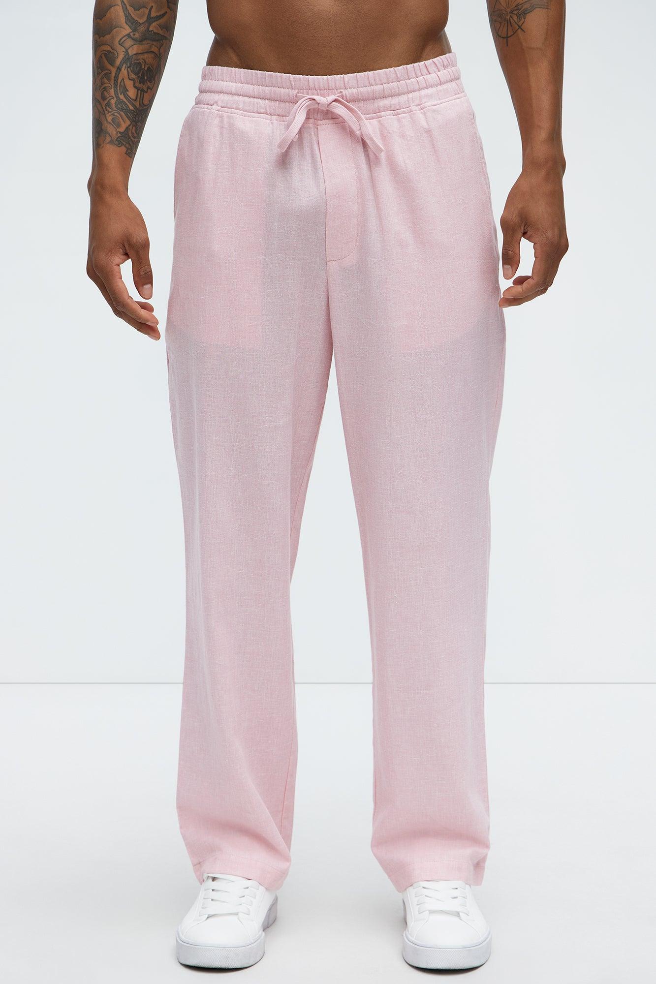Bahamas Straight Linen Pants - Pink Product Image