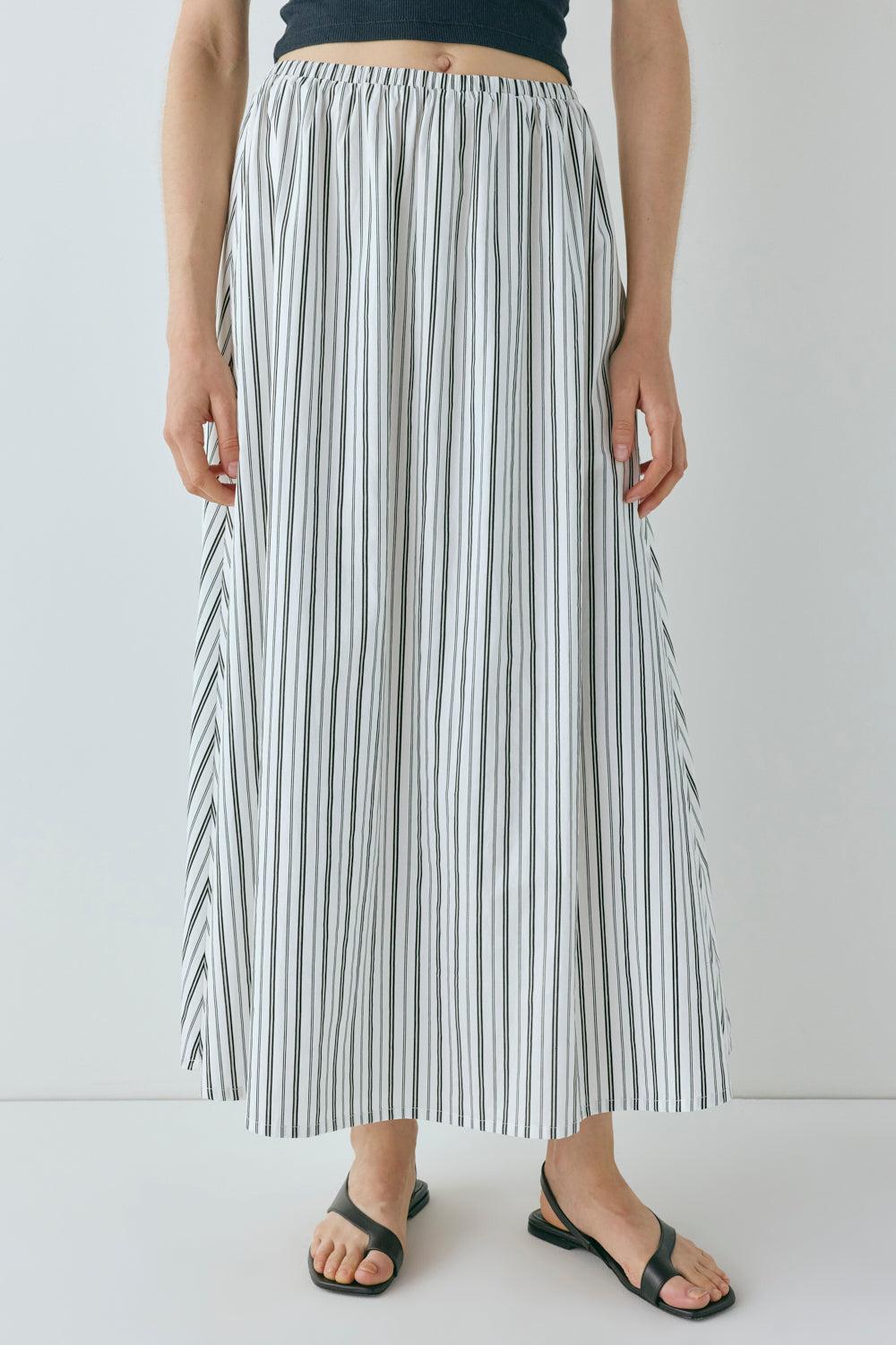 Solara Midi Skirt Black Stripe Product Image