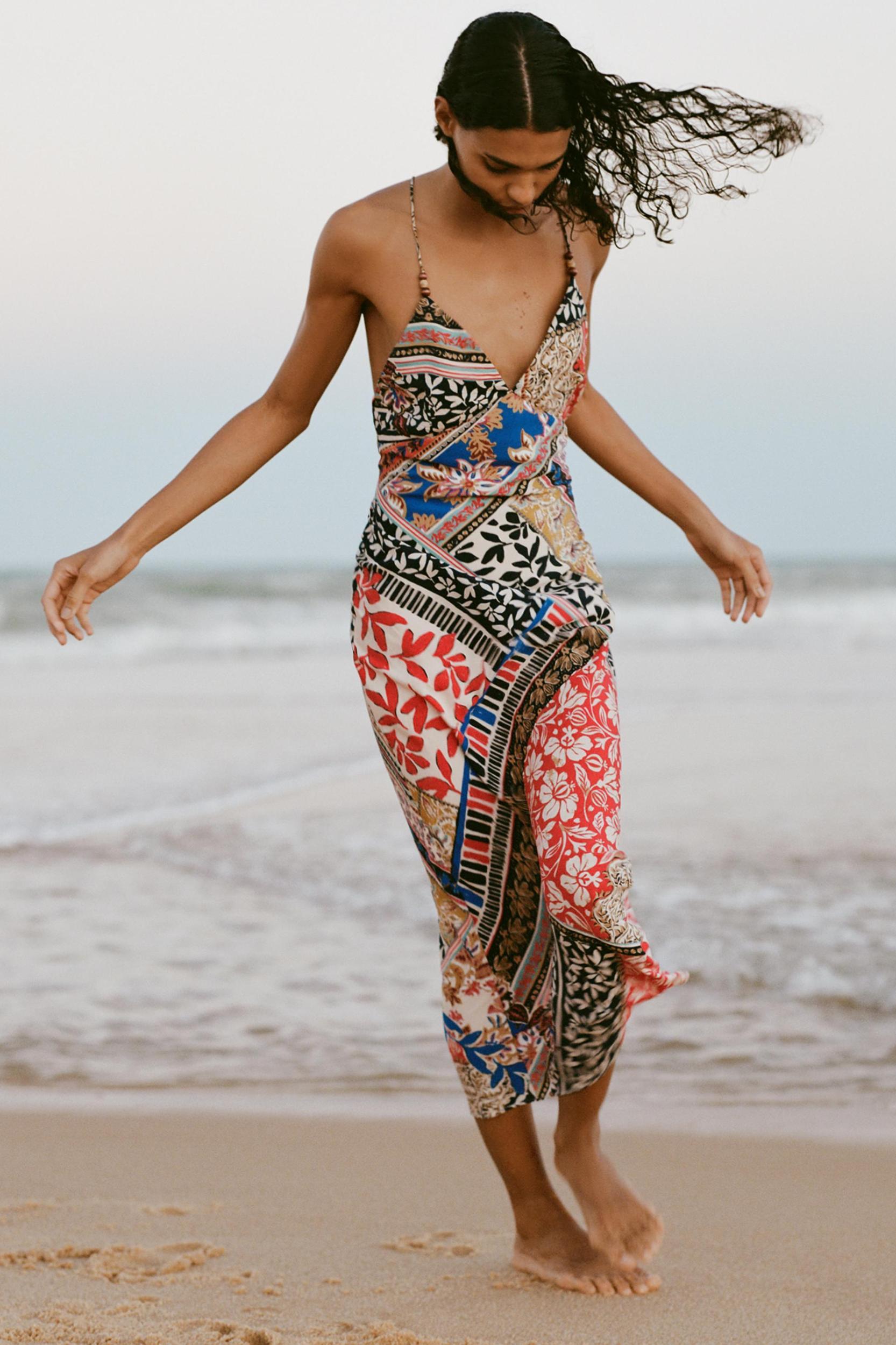 PATCHWORK PRINT MIDI DRESS Product Image
