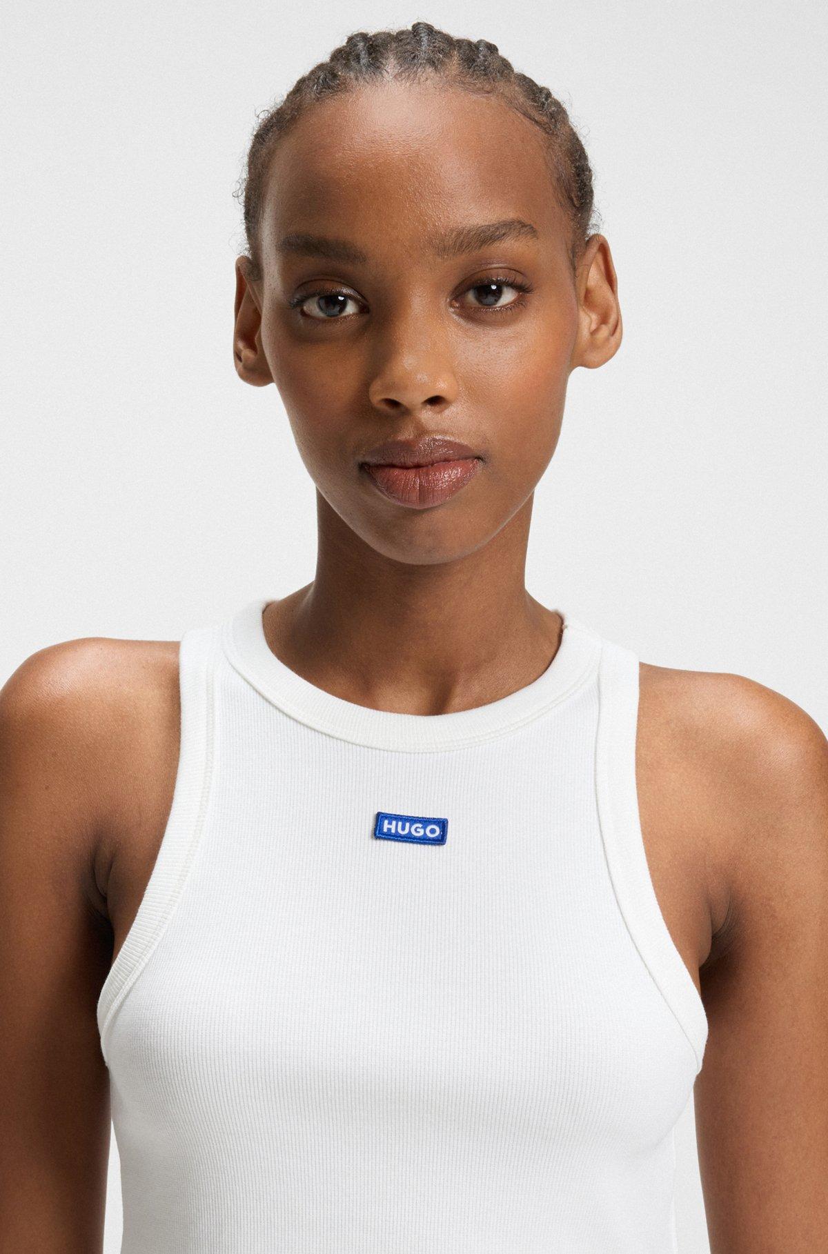 Logo-badge tank top in stretch cotton Product Image