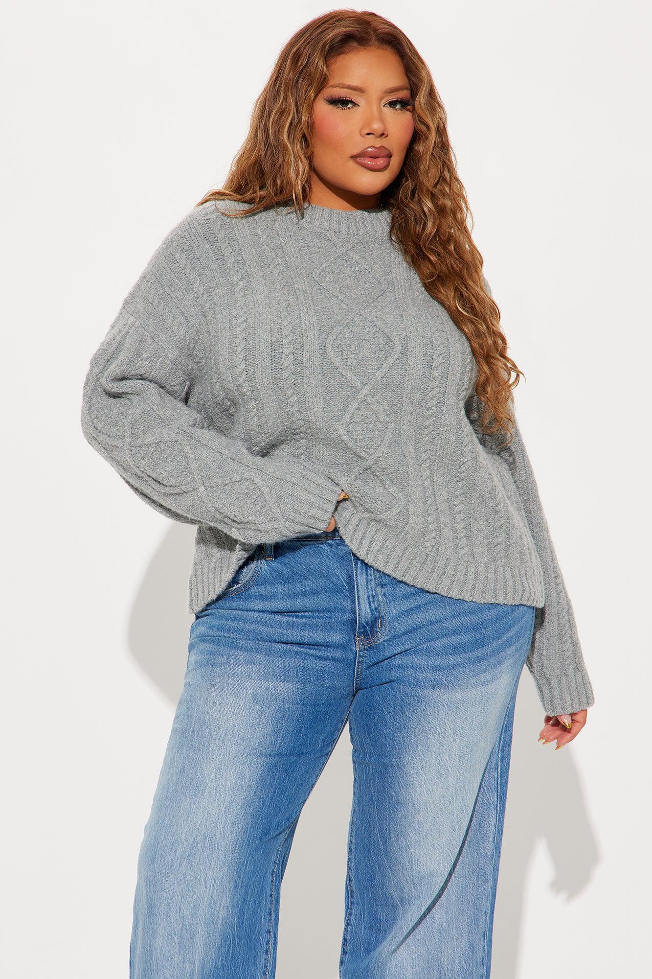 Winter Nights Cable Knit Sweater - Grey Product Image