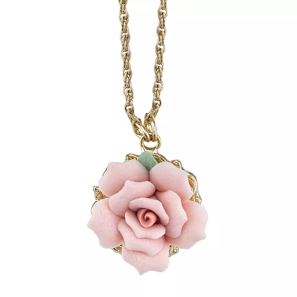 1928 Pink Rose Necklace, Women's, Size: 16" Product Image