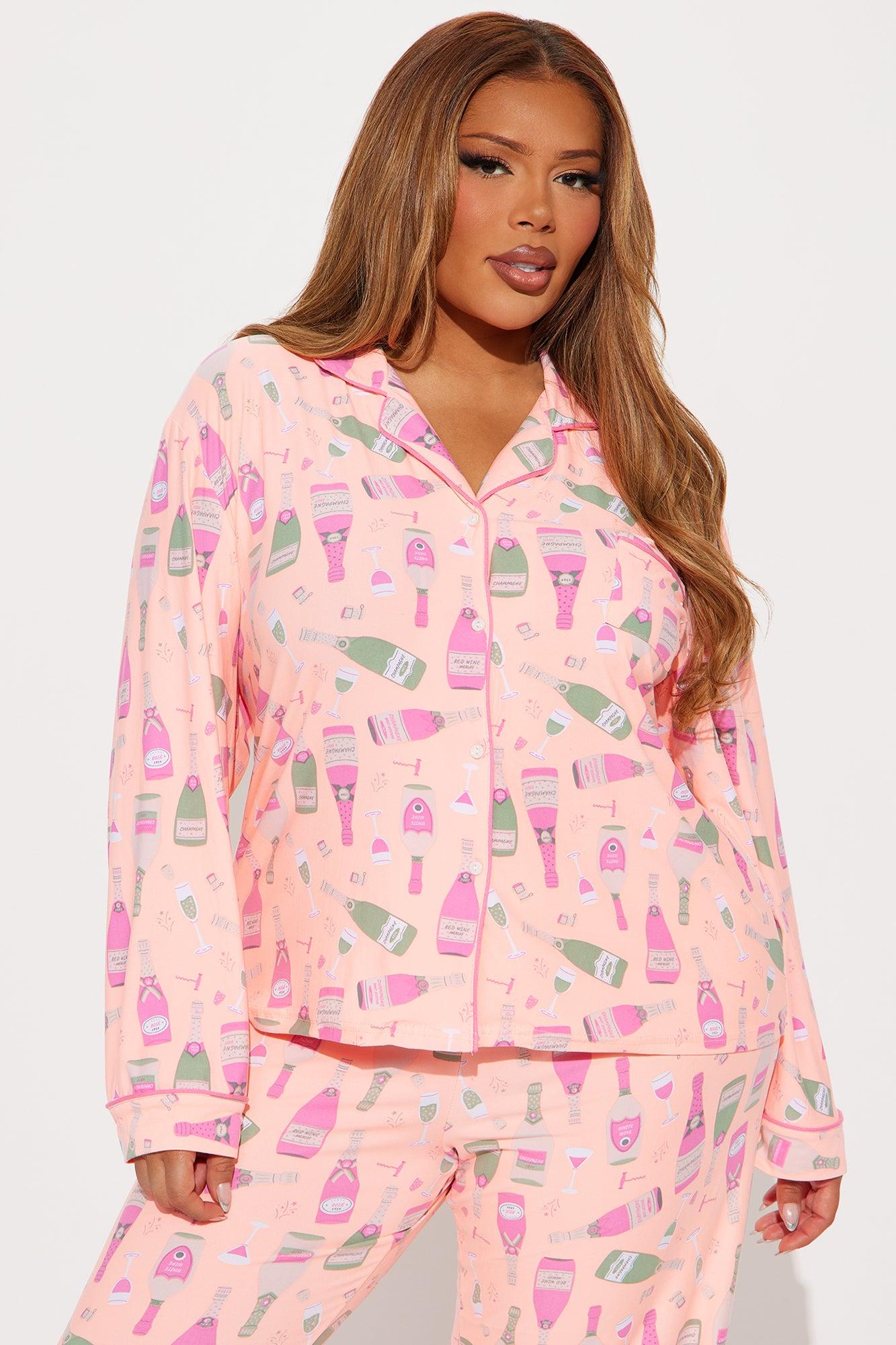 Champagne Party PJ Pant Set - Pink/combo Product Image