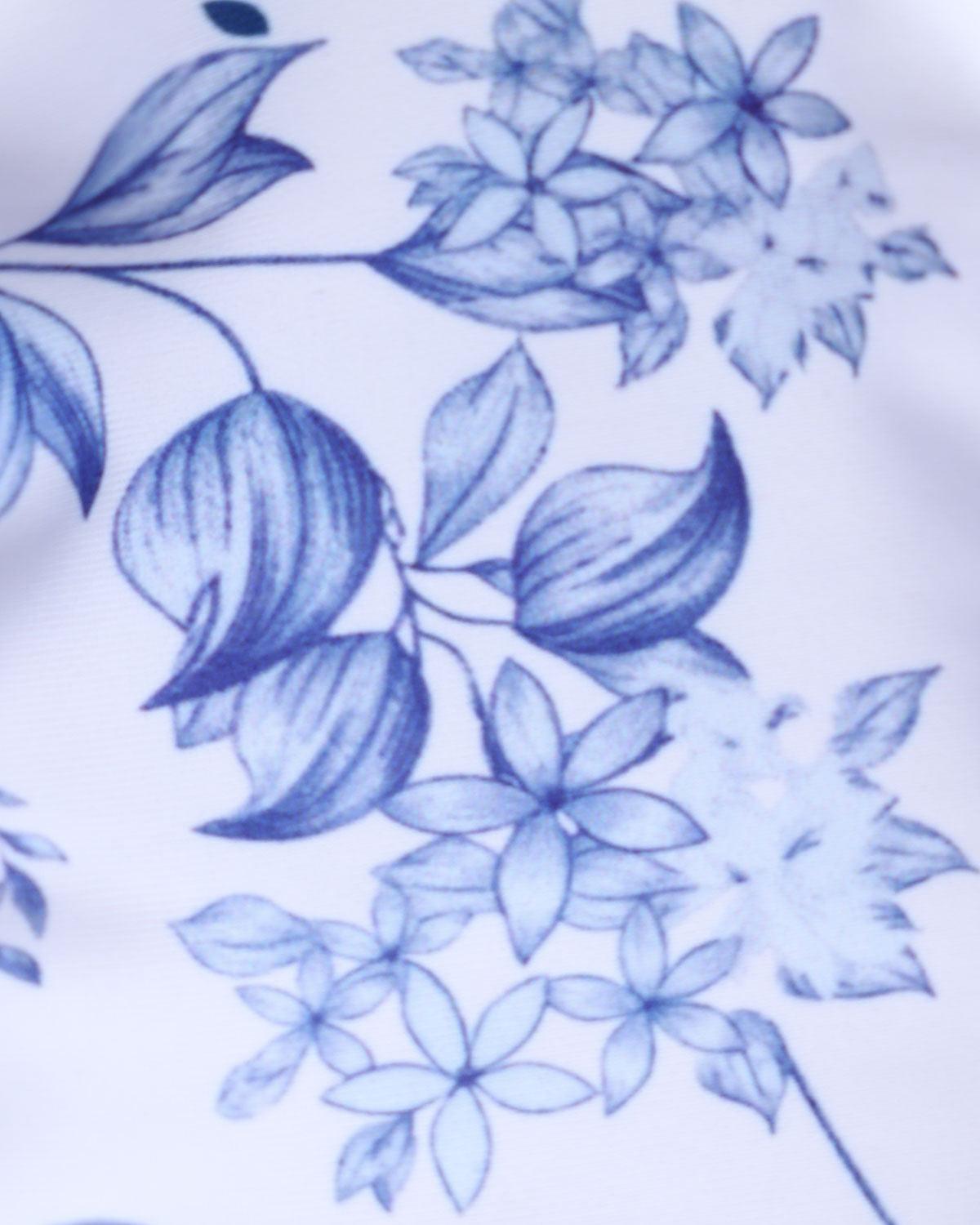 White Floral Tie Strap Triangle Bikini Set Product Image