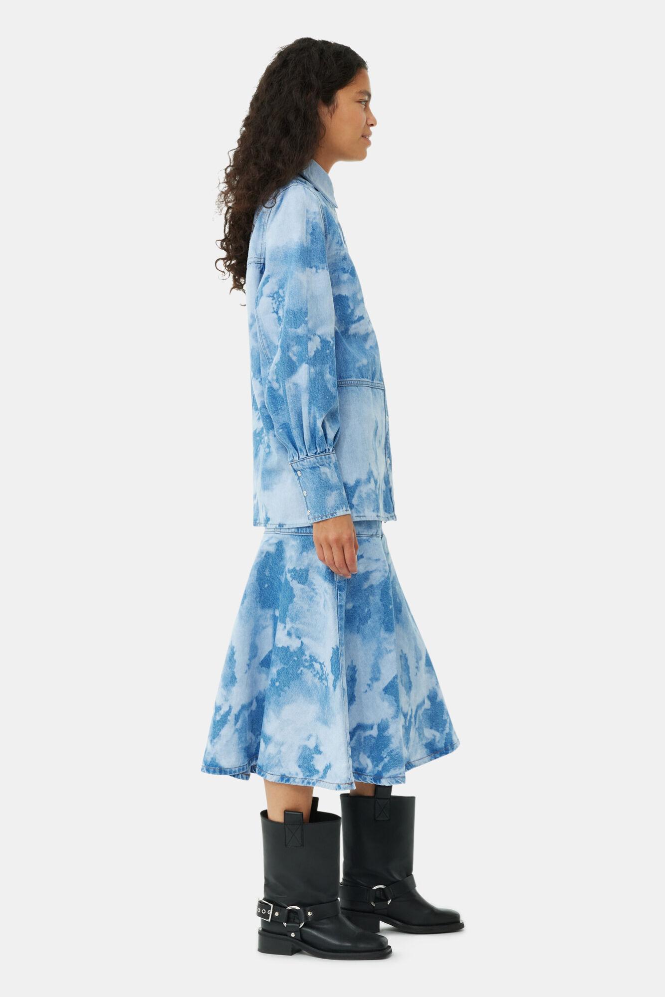 Blue Bleach Denim Shirt Product Image