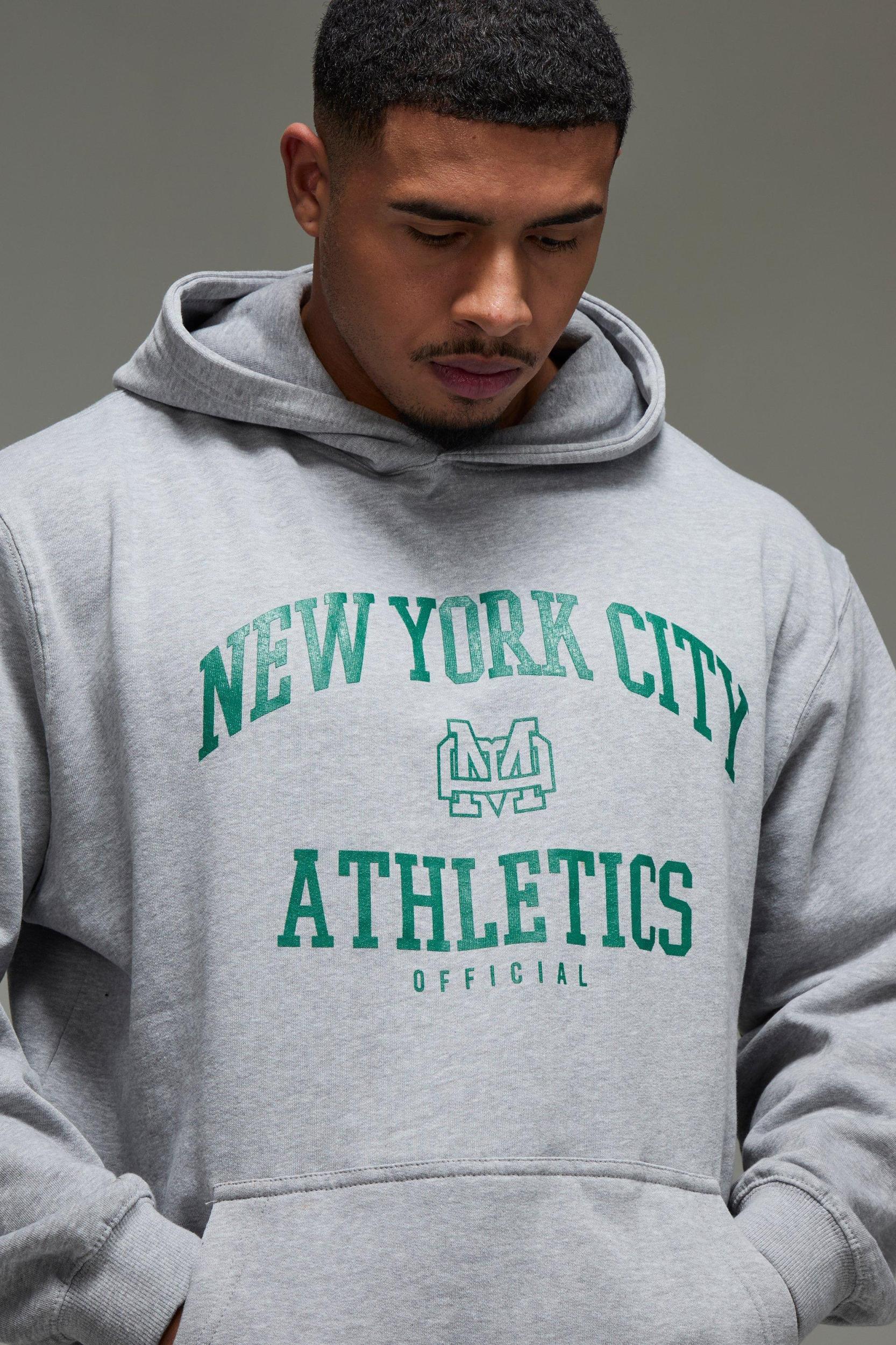 Man Active New York City Athletics Oversized Hoodie | boohooMAN USA Product Image