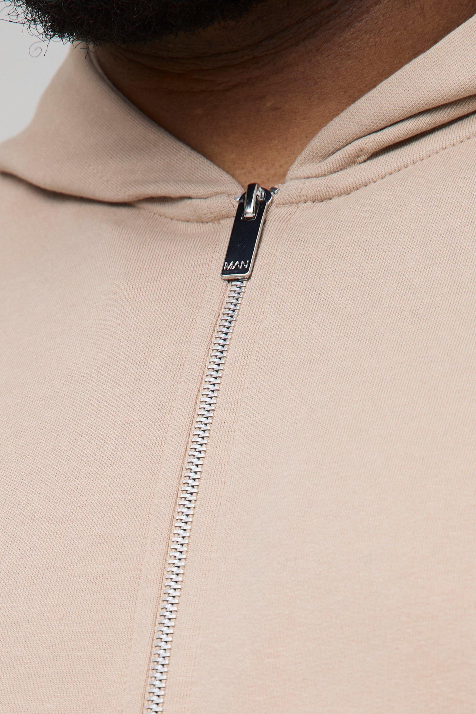 Plus 260GSM Loopback Regular Fit Basic Zip Through Hoodie | boohooMAN USA Product Image
