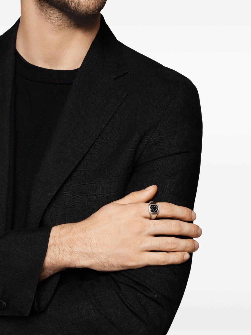 sterling silver Streamline diamond signet ring (14mm) Product Image