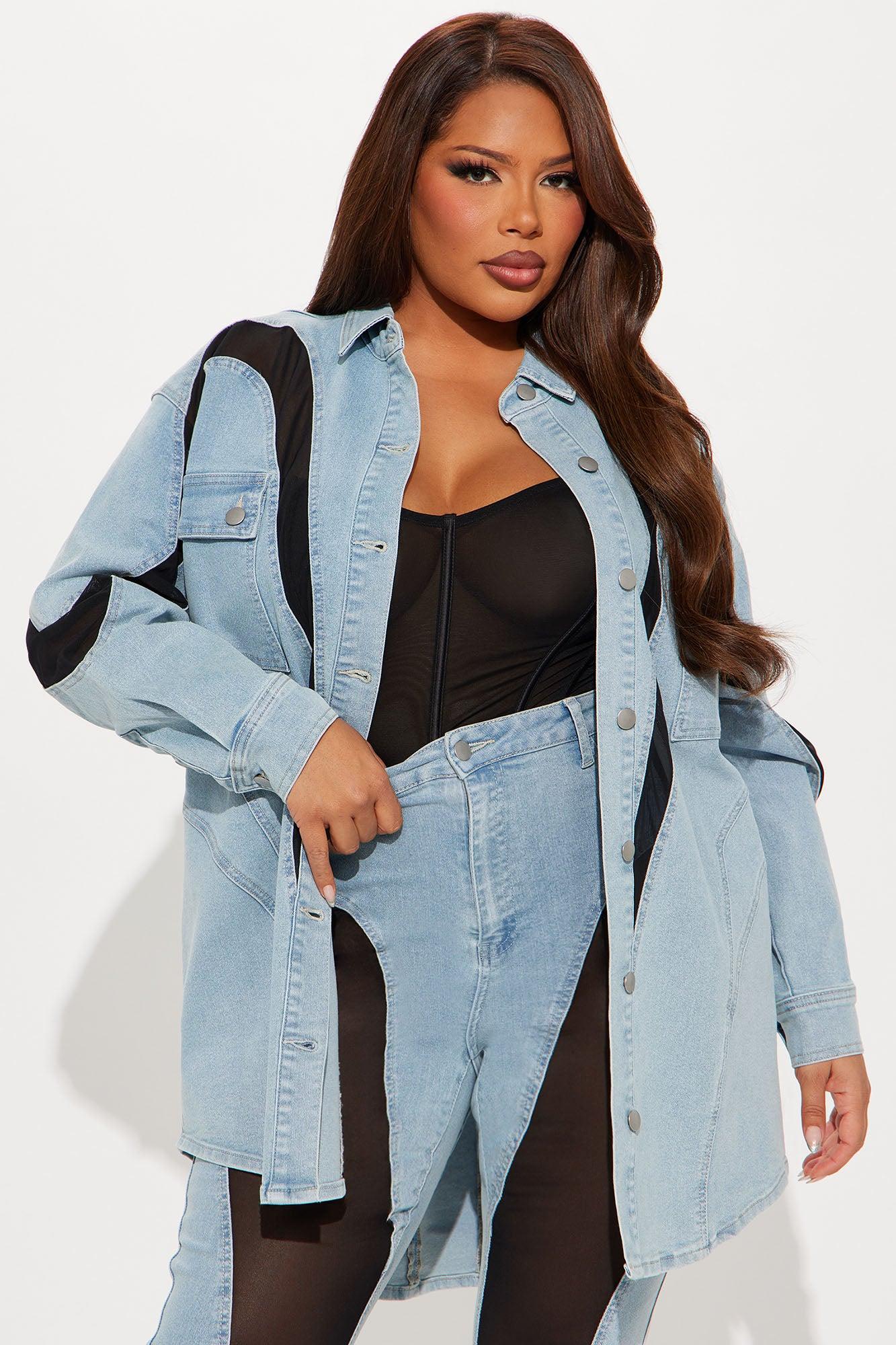 Switching Gears Stretch Denim Shacket - Light Wash Female Product Image