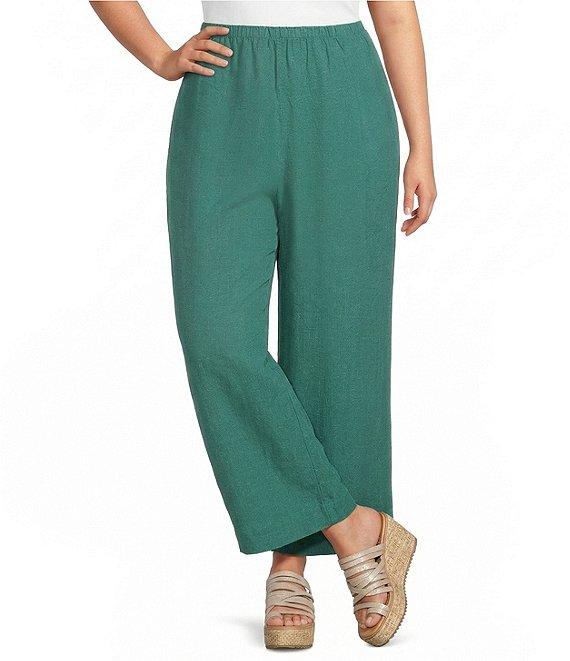 Bryn Walker Plus Anka Light Linen Elastic Waist Straight Leg Pants Product Image