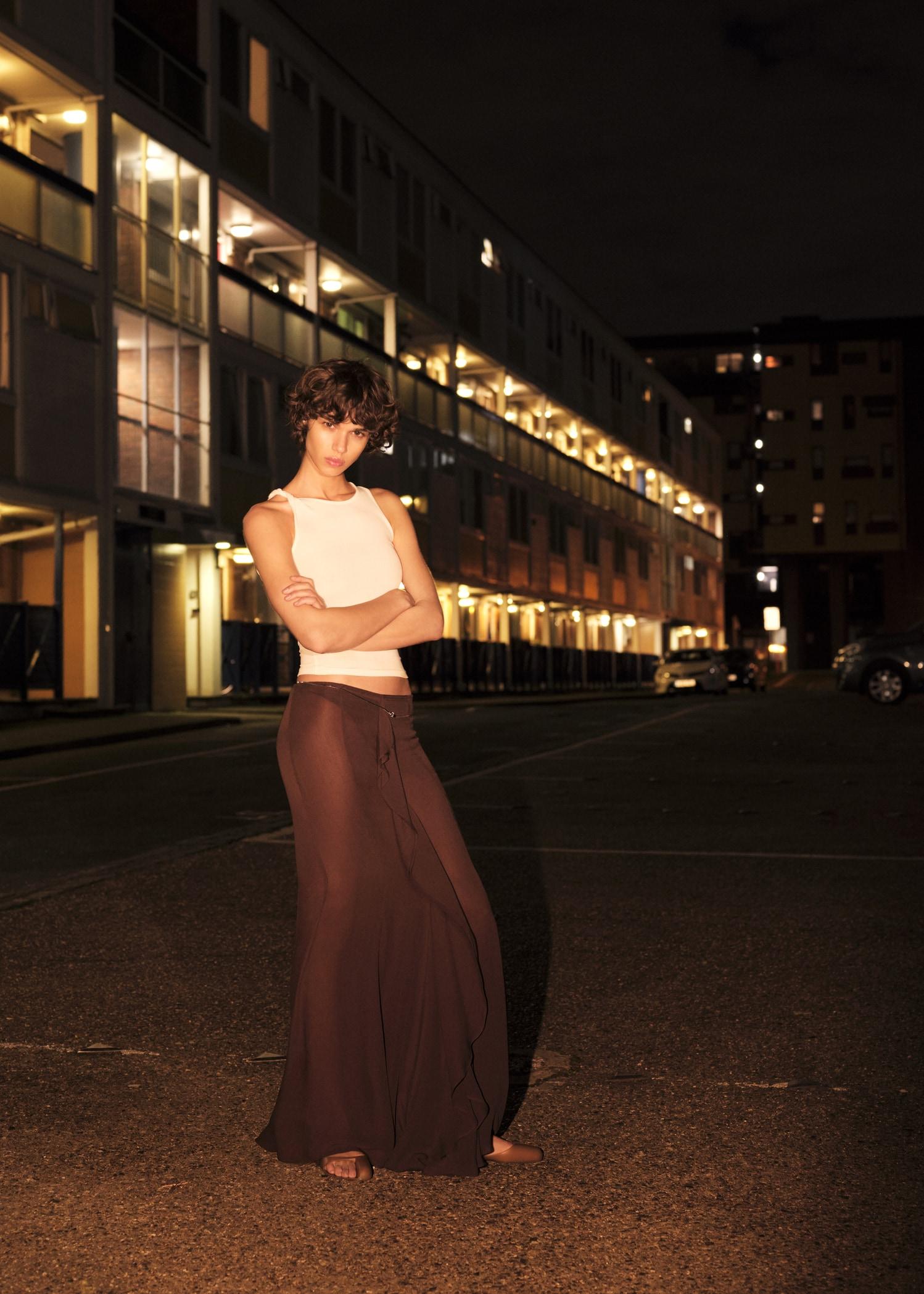 Maxi-skirt with ruffle detail - Women | MANGO USA Product Image