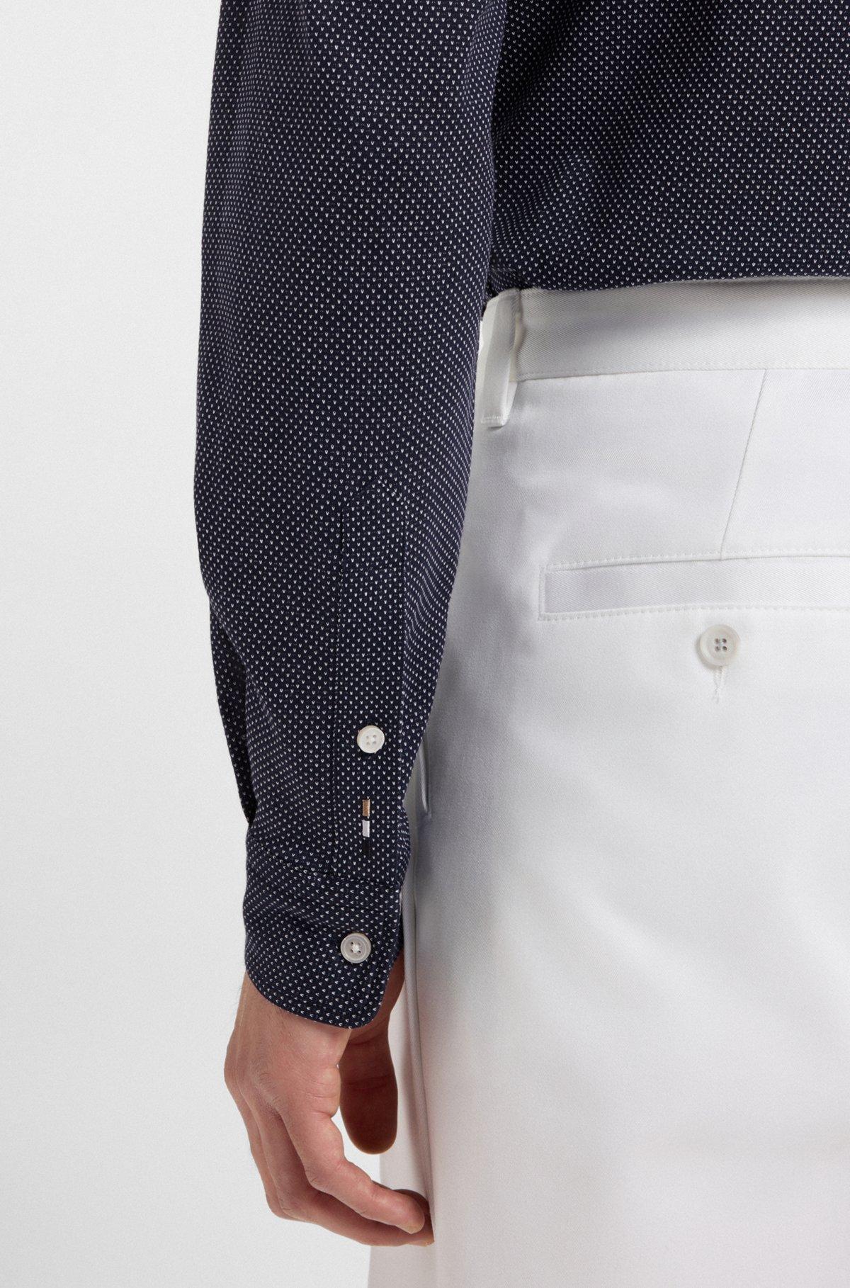 Slim-fit shirt in structured cotton jersey Product Image