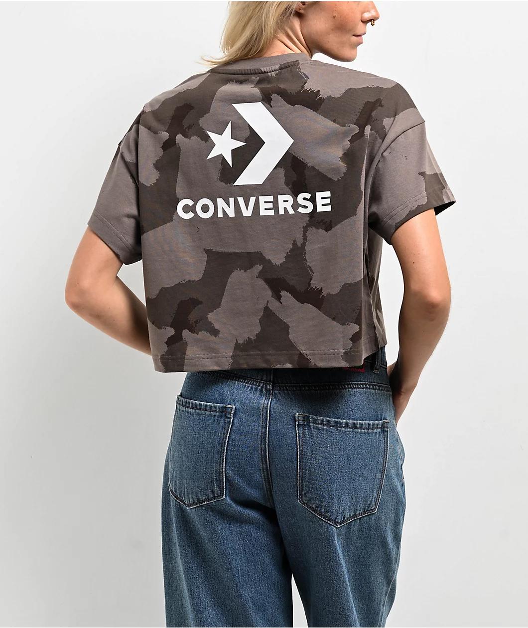 Converse Camo Grey Boxy Crop T-Shirt Product Image