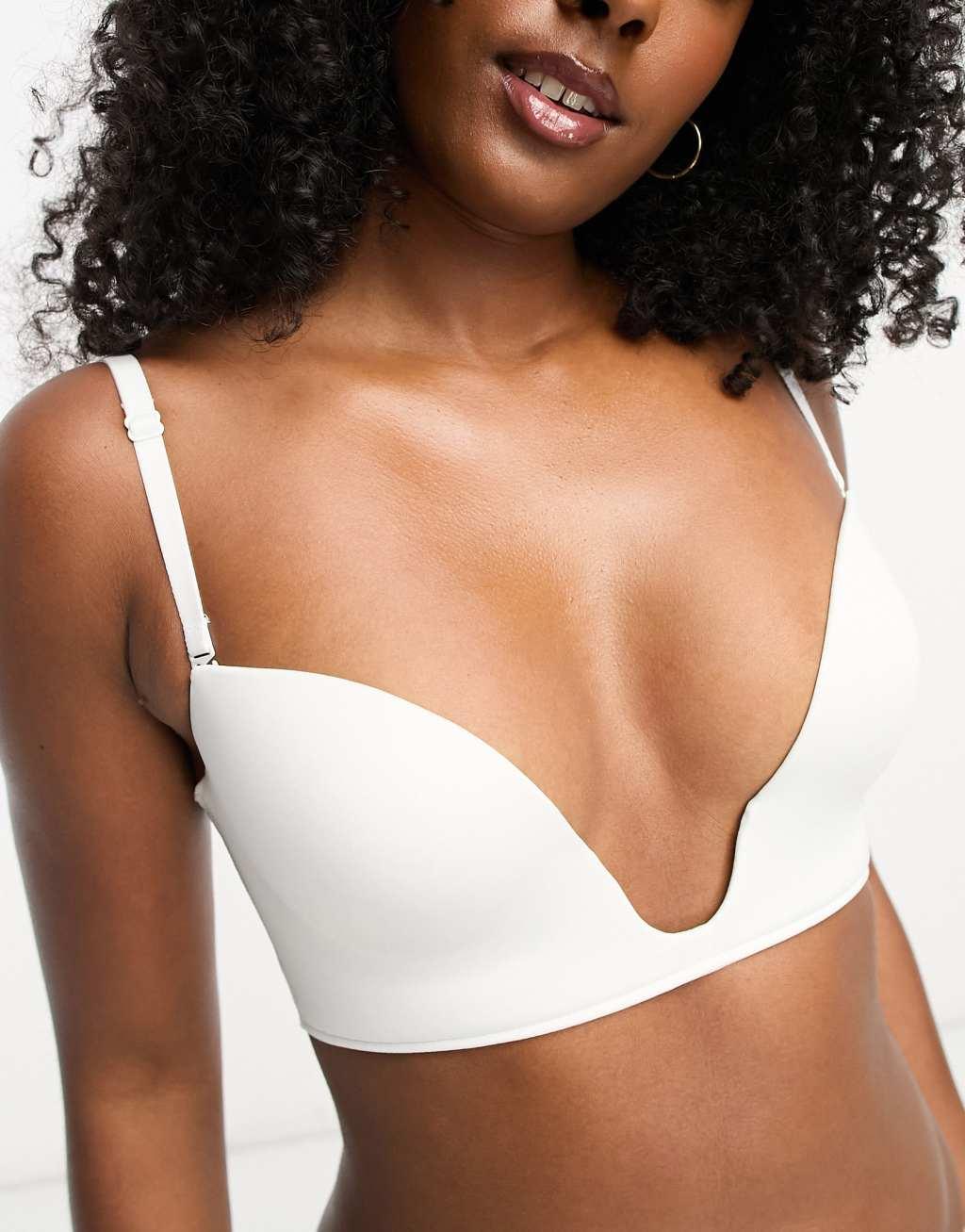 ASOS DESIGN microfiber moulded open front plunge bra Product Image