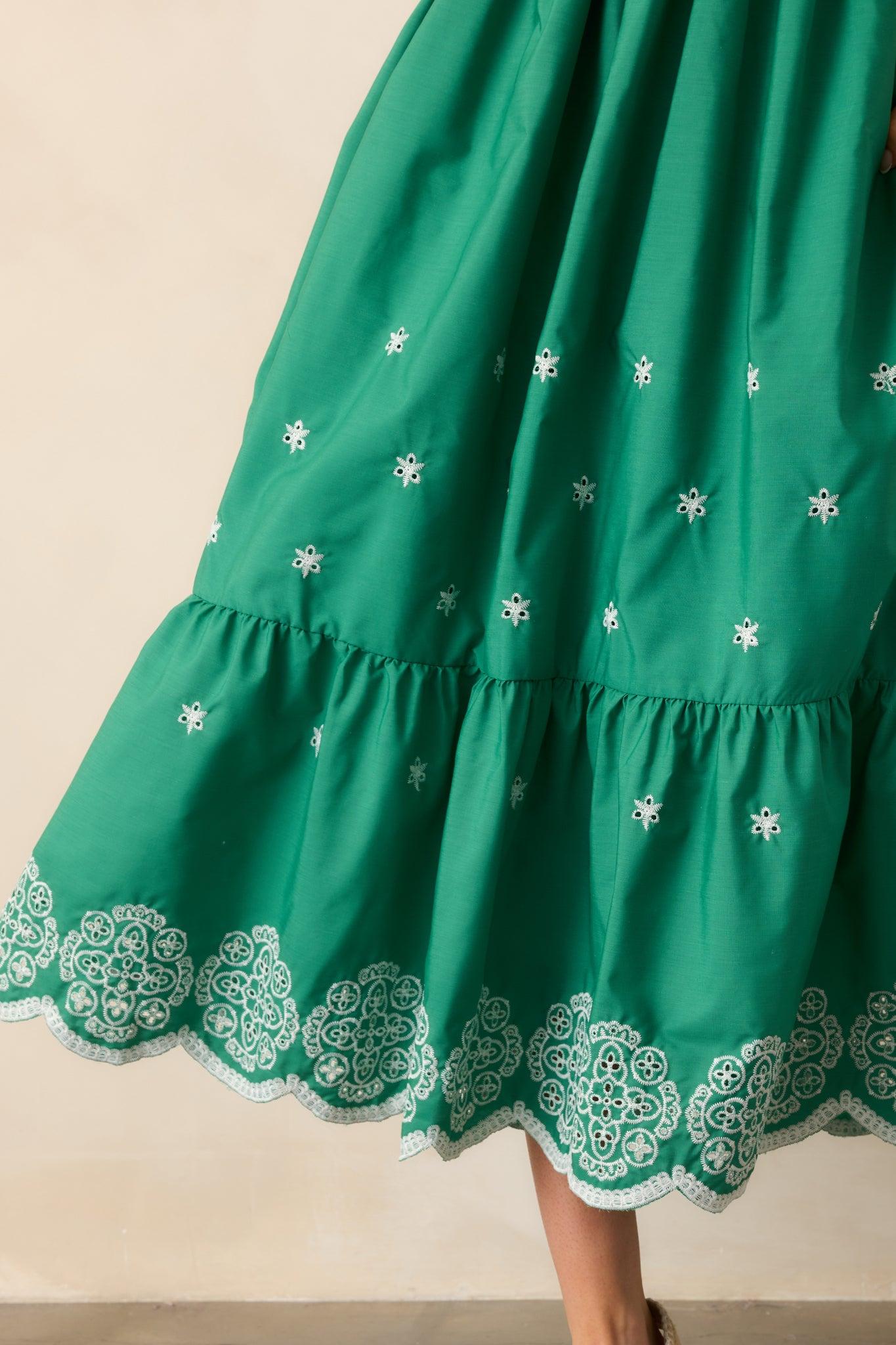 Lighthearted Mood Green Embroidered Eyelet Maxi Dress Product Image