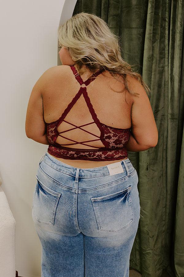 The Juliette Racerback Lace Bralette in Wine Curves Product Image