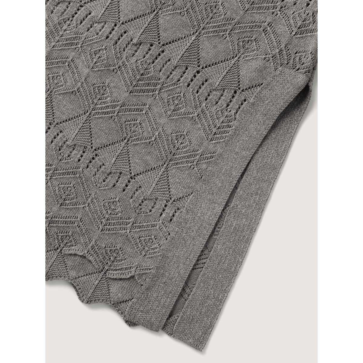 Plus Size Front Tie Textured Long Knit Cardigan DarkGray Women Leisure Loose Long Sleeve Casual Cardigans BloomChic 22-24/3X Product Image